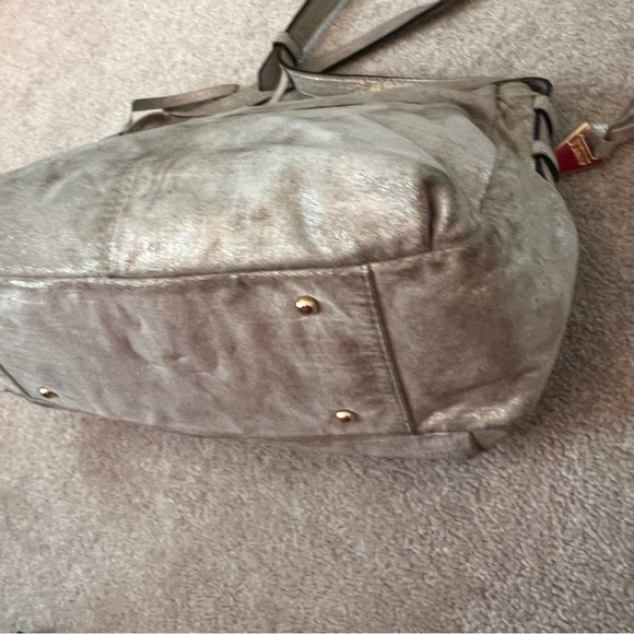 Aimee Kestenberg Gold Metallic Bali 2 Slouchy Foldover Crossbody Bag - Picture 11 of 12